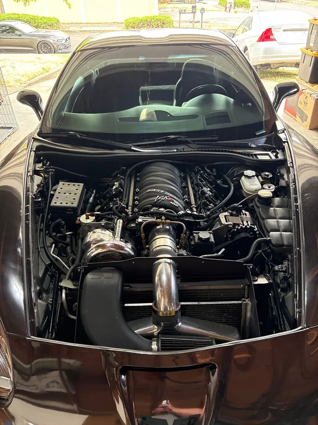 Supercharged LSX engine bay configured for forced induction